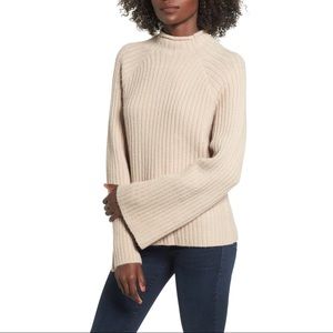 4SI3NNA Tan Bell Sleeve Sweater